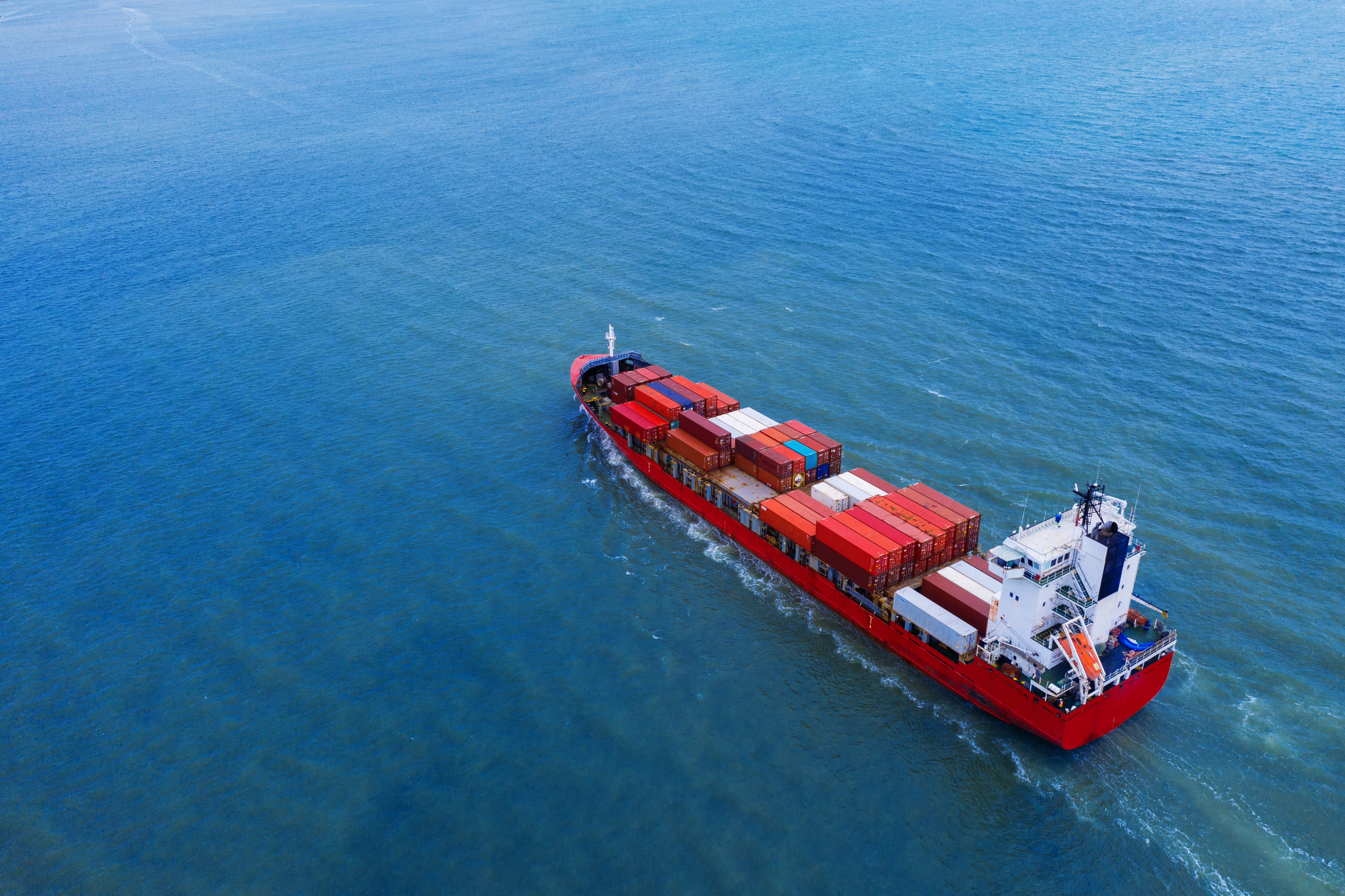 Cargo ship at sea